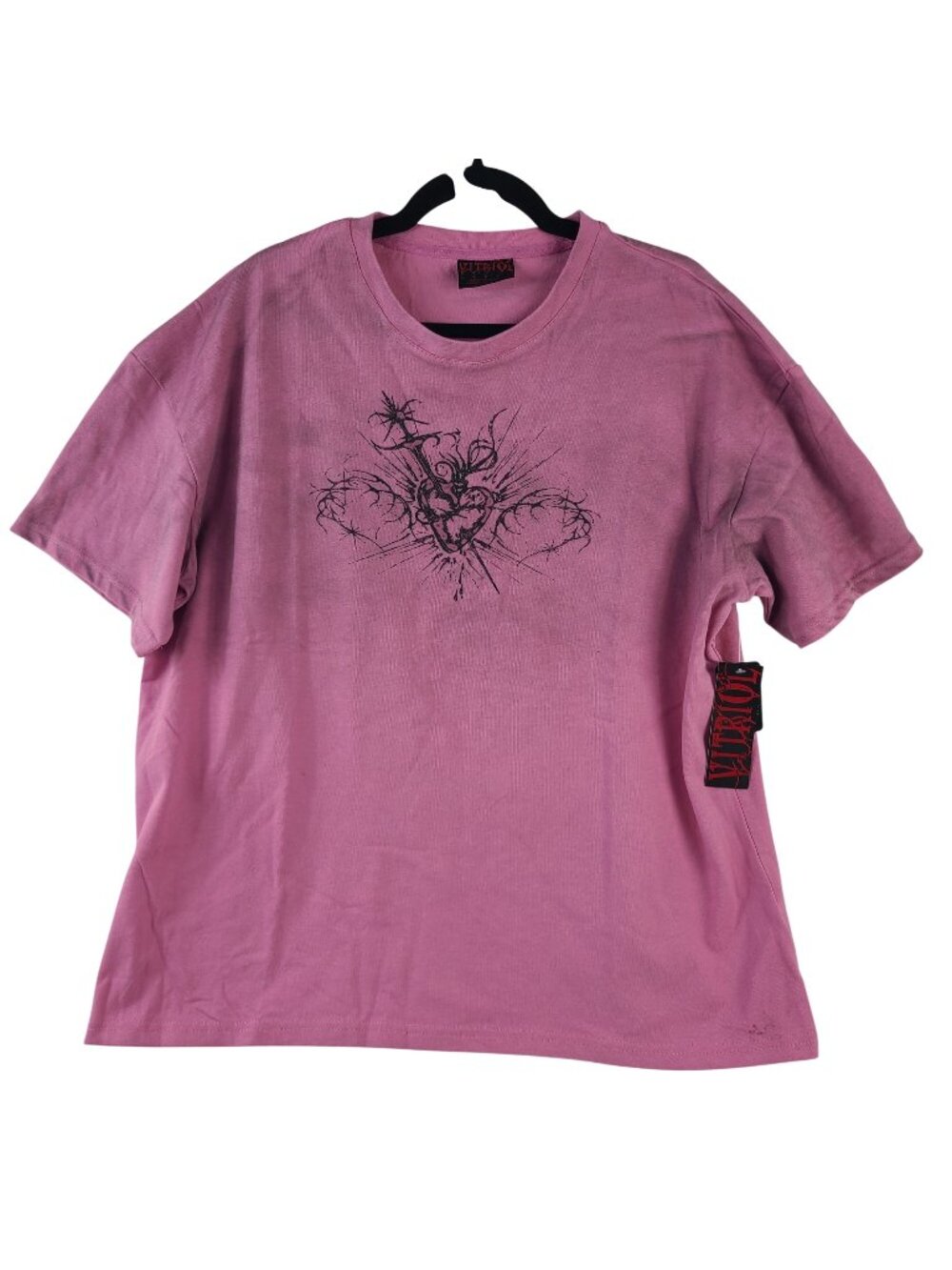 NEW Vitriol Rae Pink Graphic T-Shirt Sz Large With Front & Back Abstract Artwork
